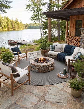 Black Sky Easy-Clean Jill Zarin Palm Springs Indoor / Outdoor Round Rug
