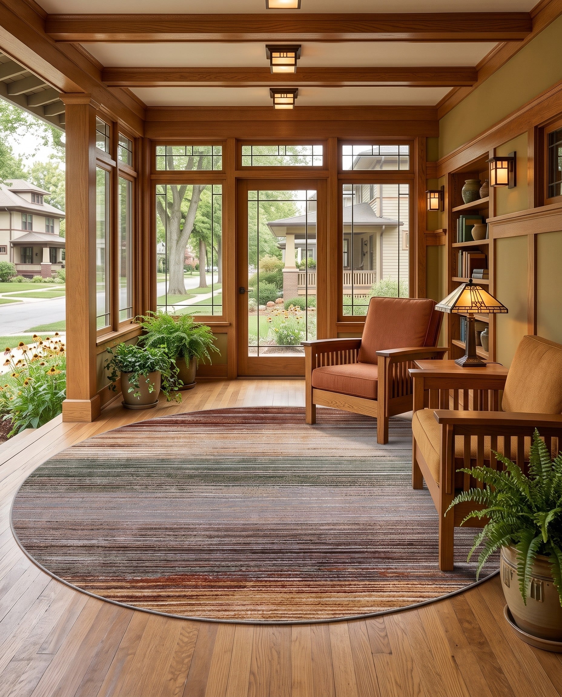Easy-Clean Modern Indoor / Outdoor Round Rug