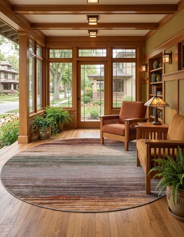 Easy-Clean Modern Indoor / Outdoor Round Rug