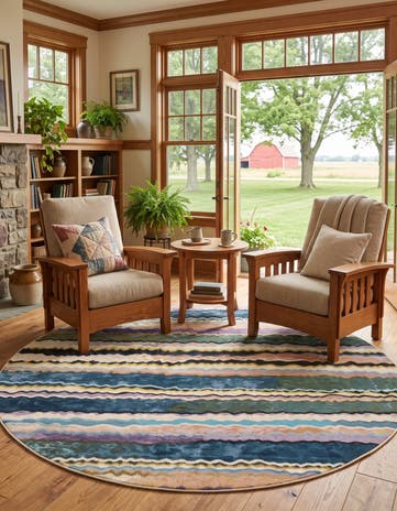 Easy-Clean Modern Indoor / Outdoor Round Rug
