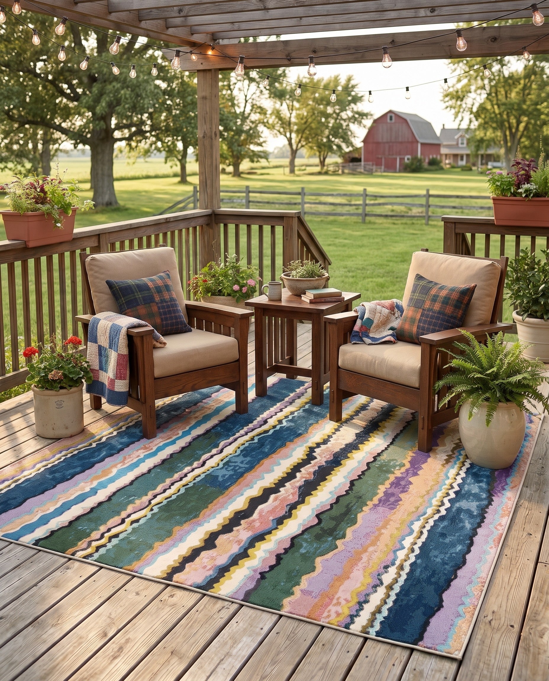 Easy-Clean Modern Indoor / Outdoor Square Rug