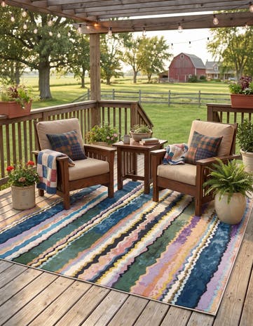 Easy-Clean Modern Indoor / Outdoor Square Rug