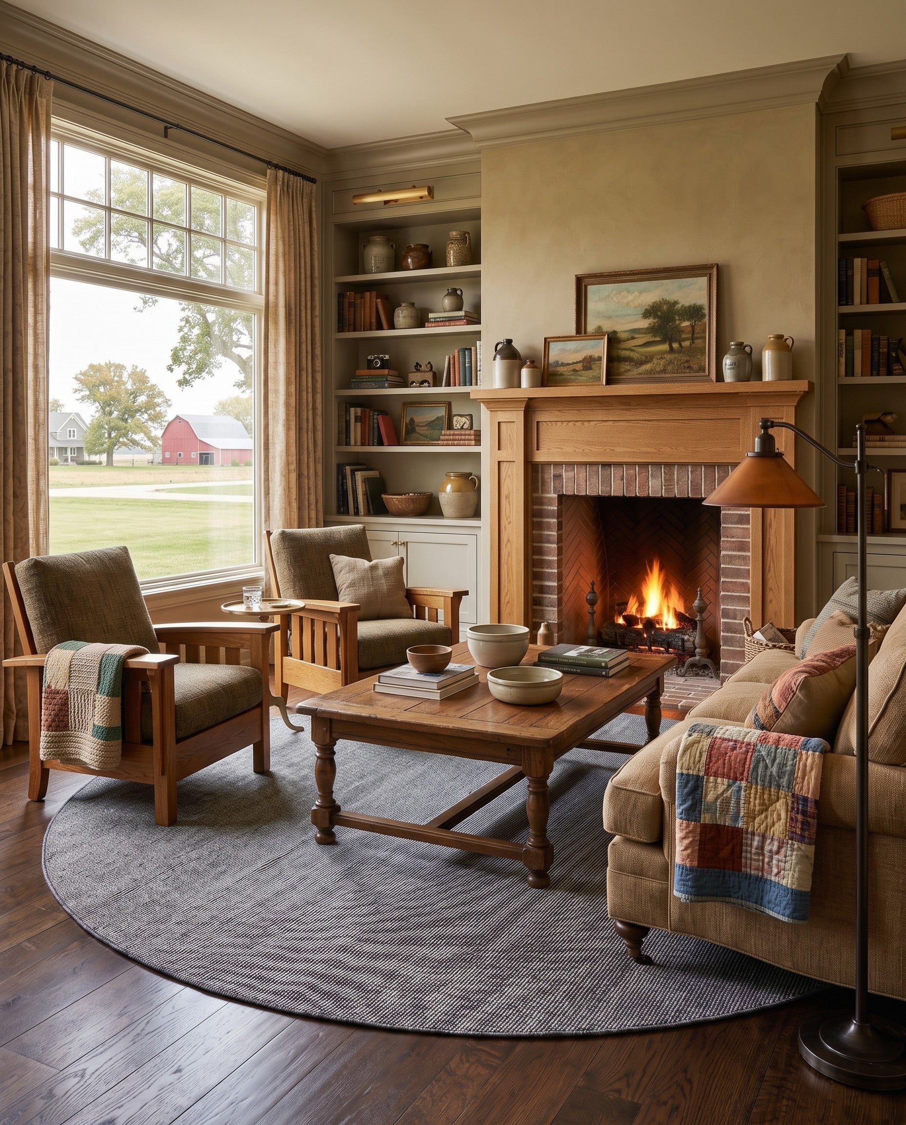 Earl Gray Hand Woven Jill Zarin English Manor Wool Round Rug