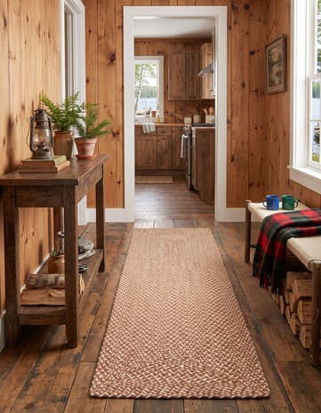 2' x 6' 1 Handmade Tweed Braided Jute Runner Rug