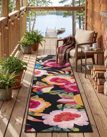 2' 7 x 12' Easy-Clean Botanical Indoor / Outdoor Runner Rug