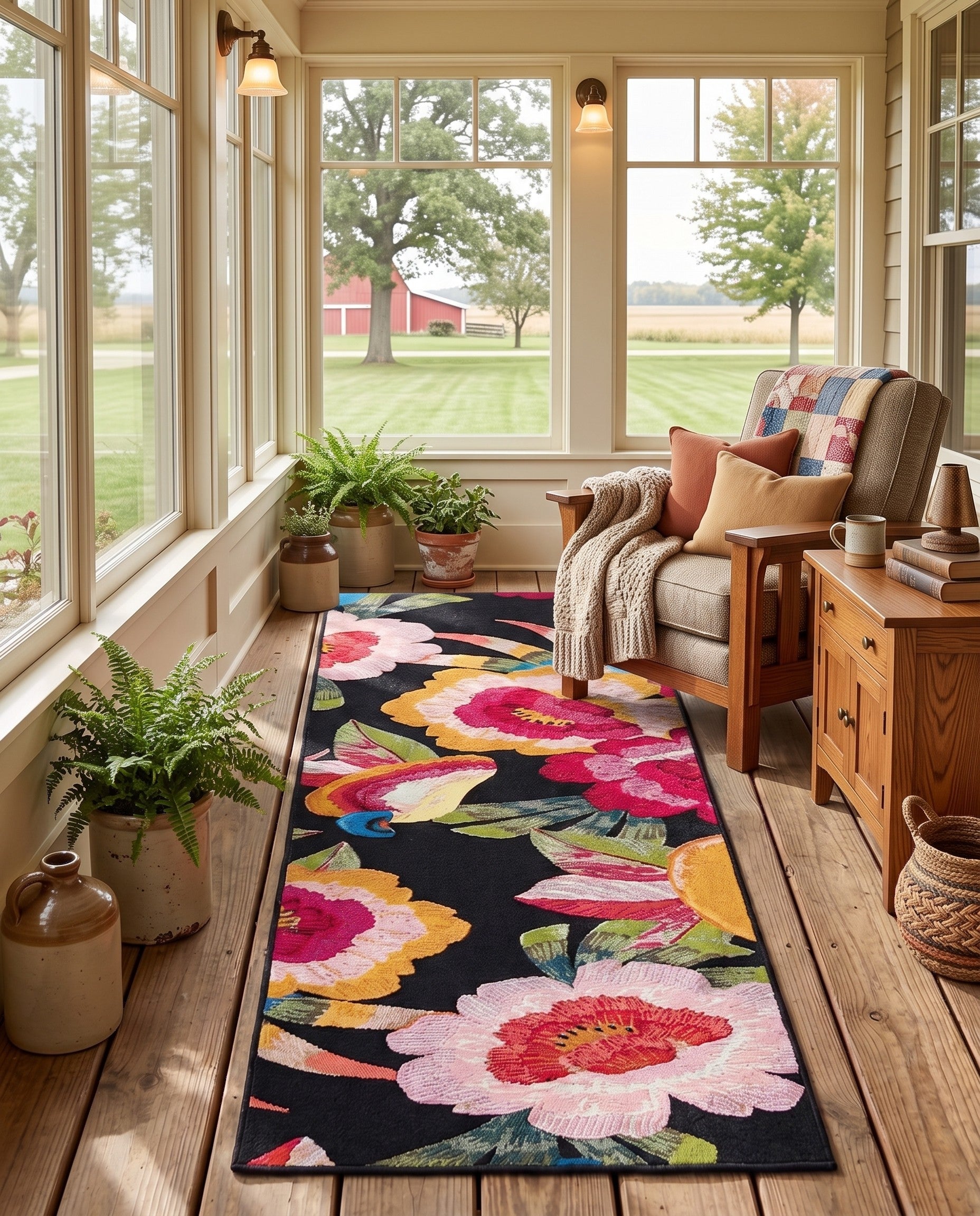 2' 7 x 12' Easy-Clean Botanical Indoor / Outdoor Runner Rug