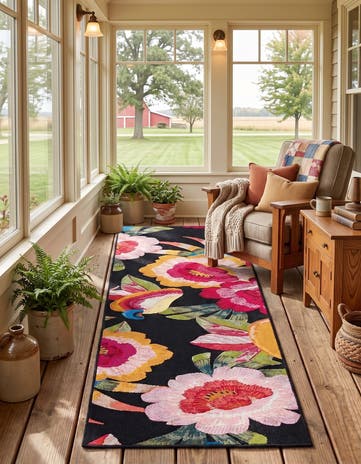 2' 7 x 12' Easy-Clean Botanical Indoor / Outdoor Runner Rug