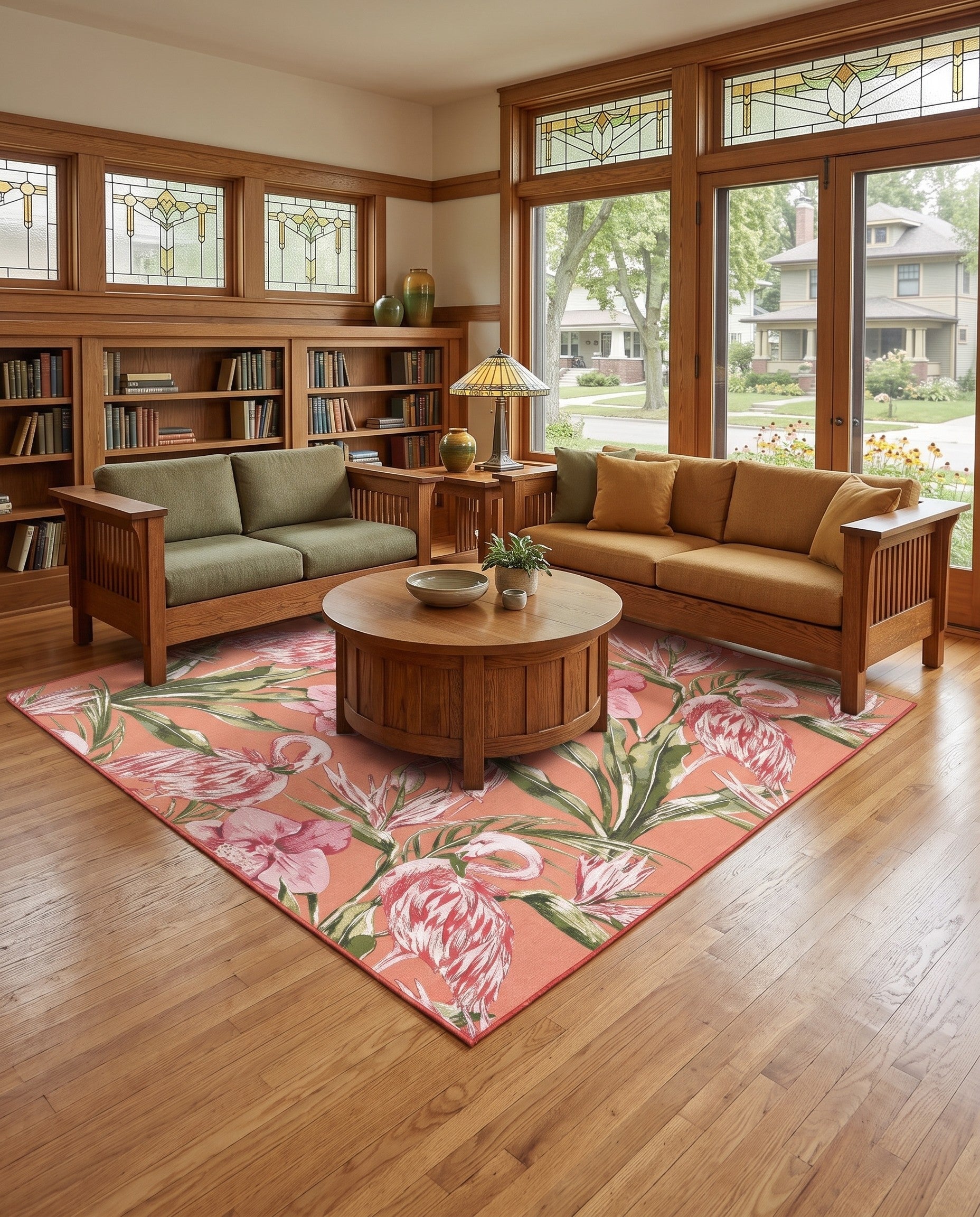 7' 10 x 7' 10 Easy-Clean Botanical Indoor / Outdoor Square Rug