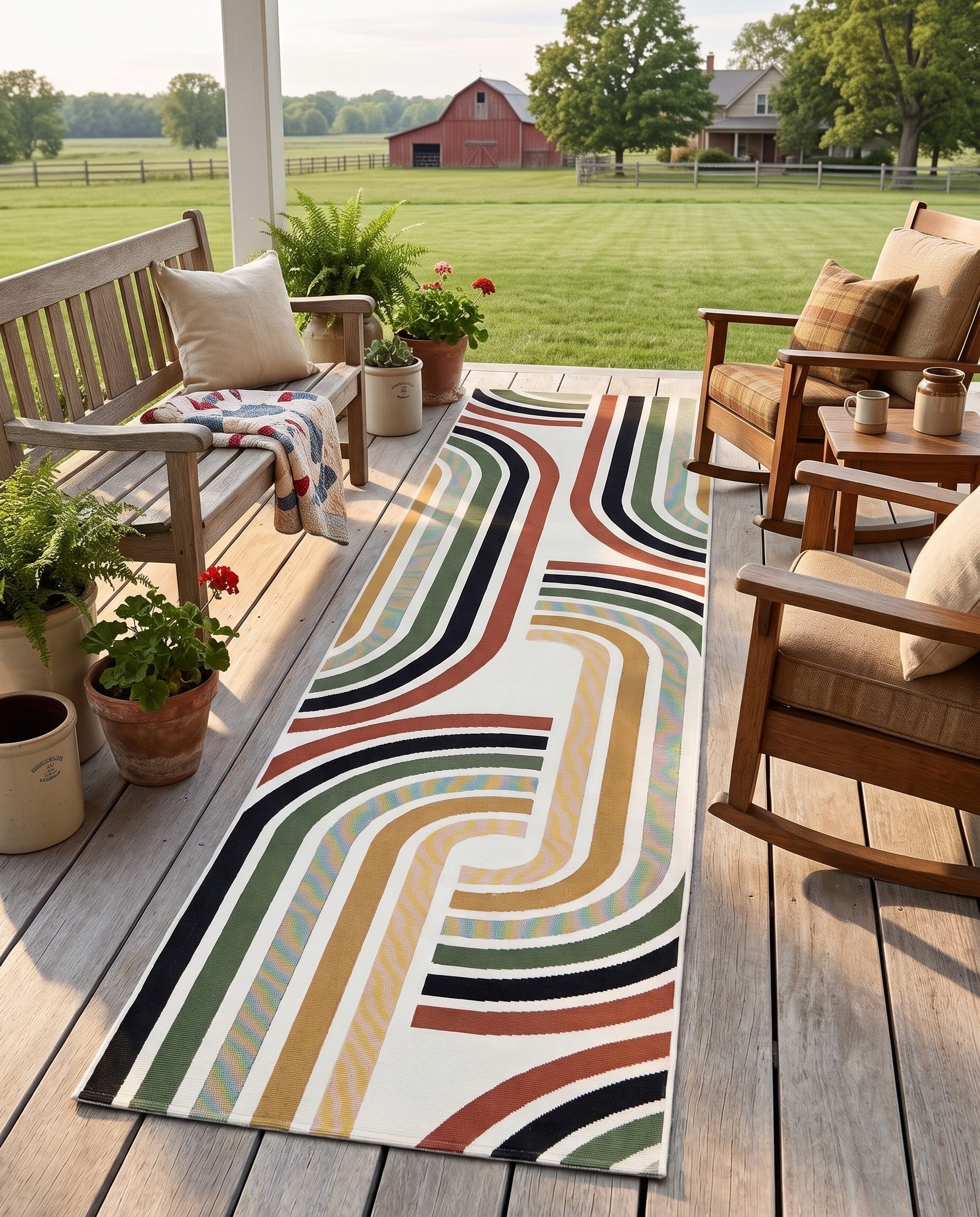 2' 7 x 12' Easy-Clean Modern Indoor / Outdoor Runner Rug