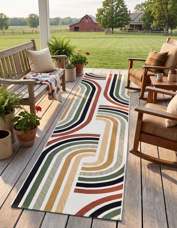 2' 7 x 12' Easy-Clean Modern Indoor / Outdoor Runner Rug