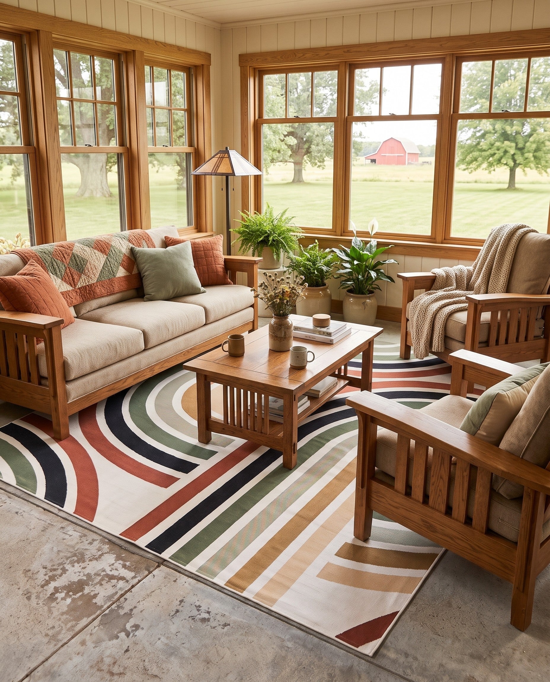 Easy-Clean Modern Indoor / Outdoor Square Rug