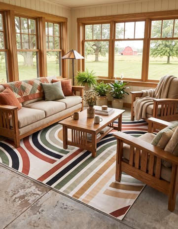 Easy-Clean Modern Indoor / Outdoor Square Rug