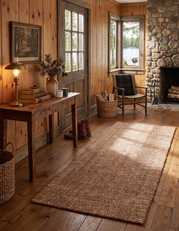 Cocoa Bean Brown Hand Woven Jill Zarin English Manor Wool Runner Rug