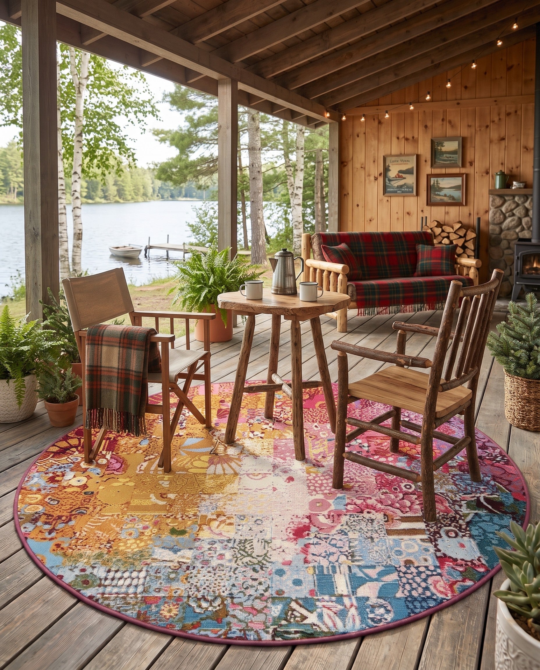 5' x 5' Easy-Clean Modern Indoor / Outdoor Round Rug