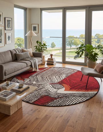 4' x 4' Easy-Clean Modern Indoor / Outdoor Round Rug