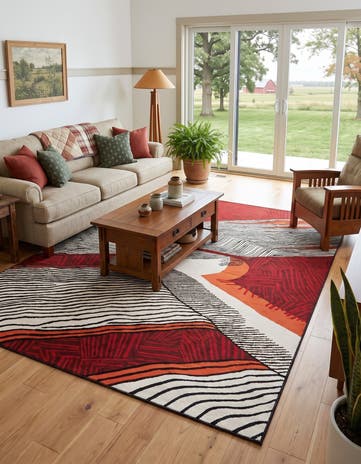 9' x 12' Easy-Clean Modern Indoor / Outdoor Rug