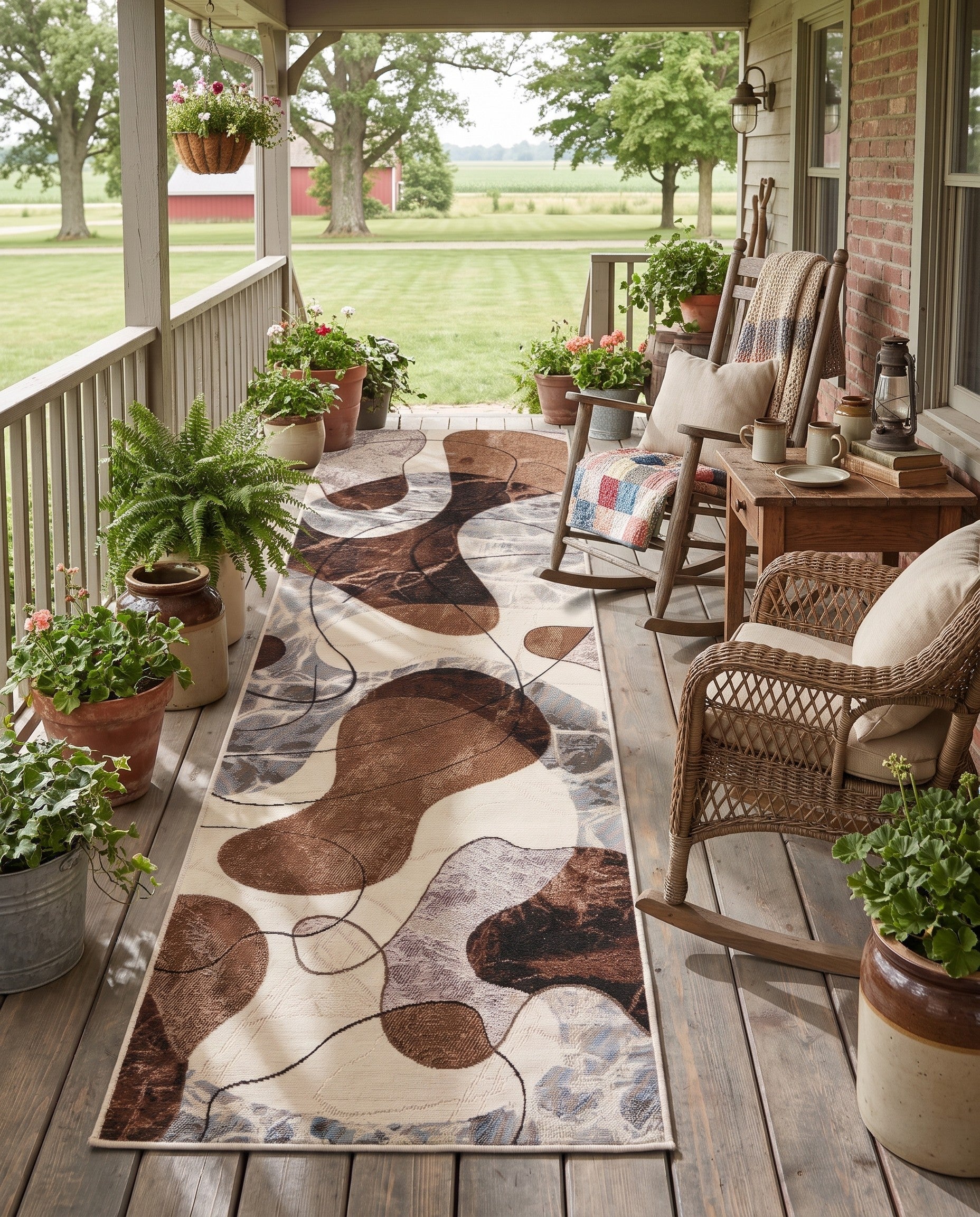 2' 7 x 12' Easy-Clean Modern Indoor / Outdoor Runner Rug