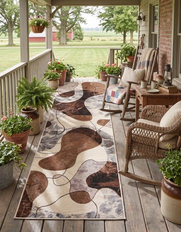2' 7 x 12' Easy-Clean Modern Indoor / Outdoor Runner Rug