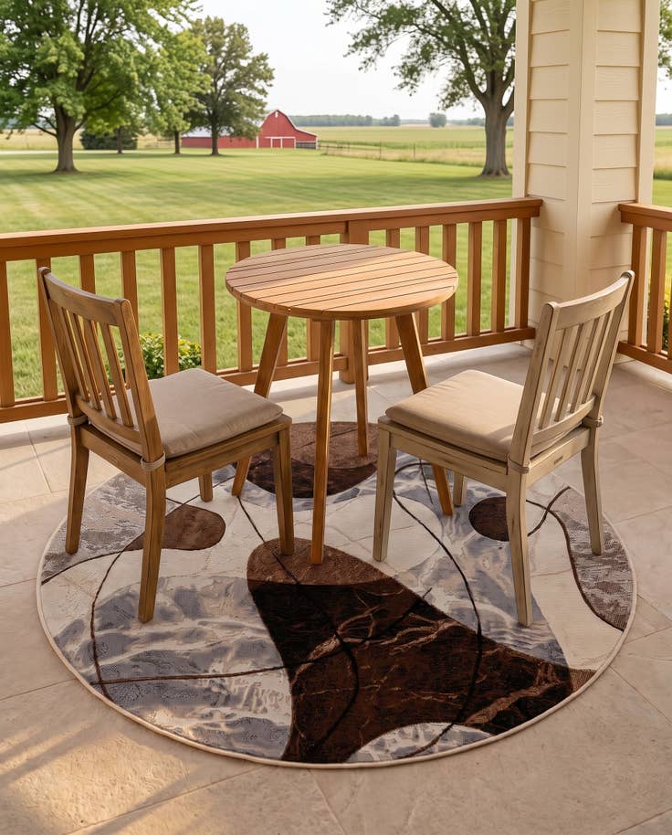 Detail image of 5' x 5' Easy-Clean Modern Indoor / Outdoor Round Rug