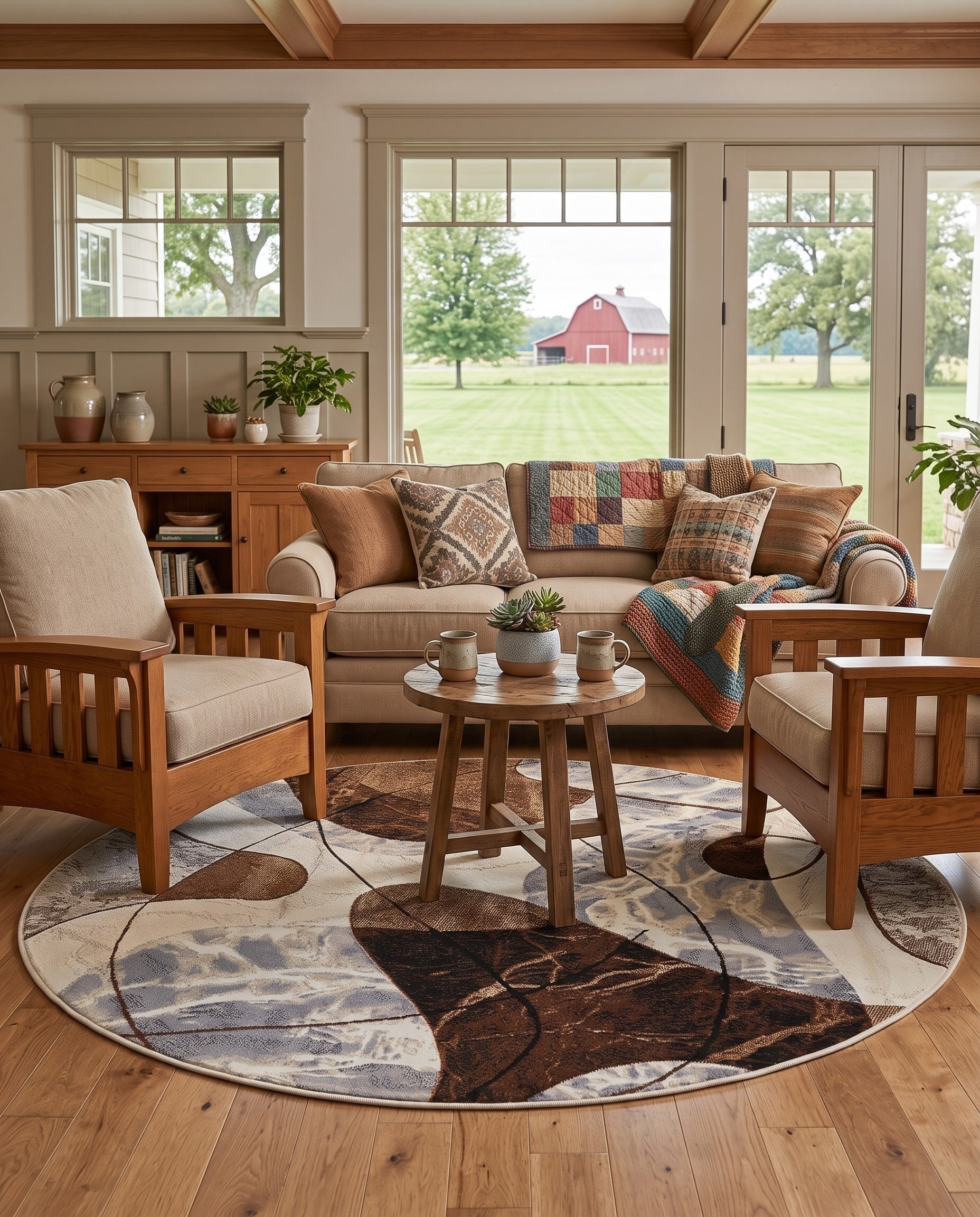 5' x 5' Easy-Clean Modern Indoor / Outdoor Round Rug