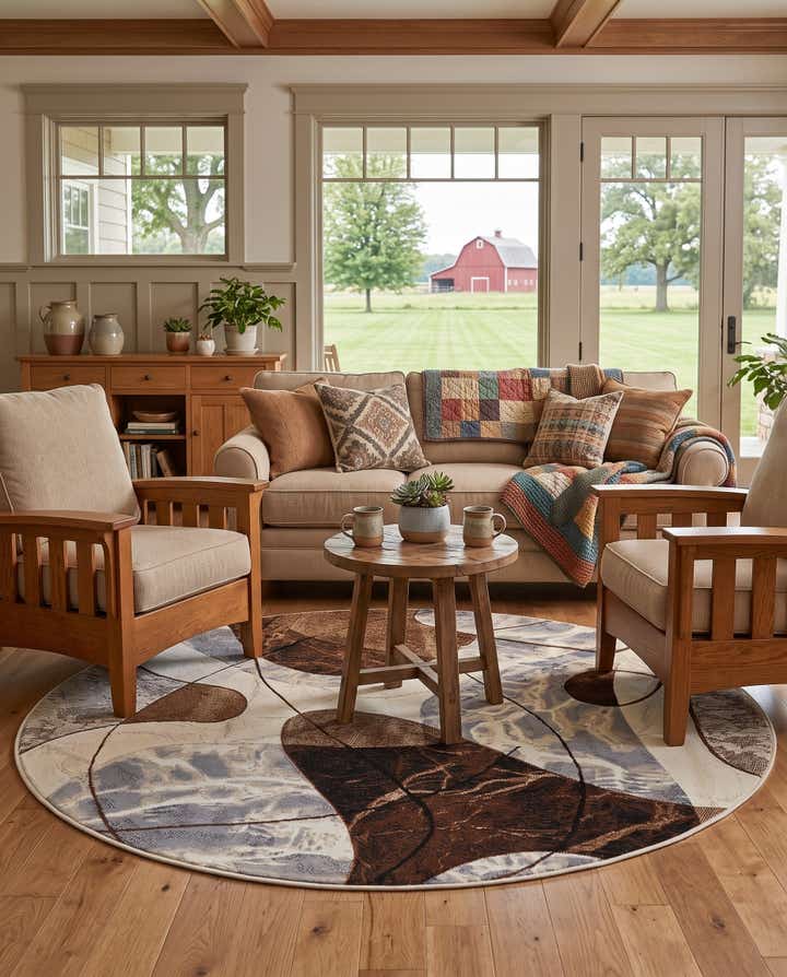5' x 5' Easy-Clean Modern Indoor / Outdoor Round Rug