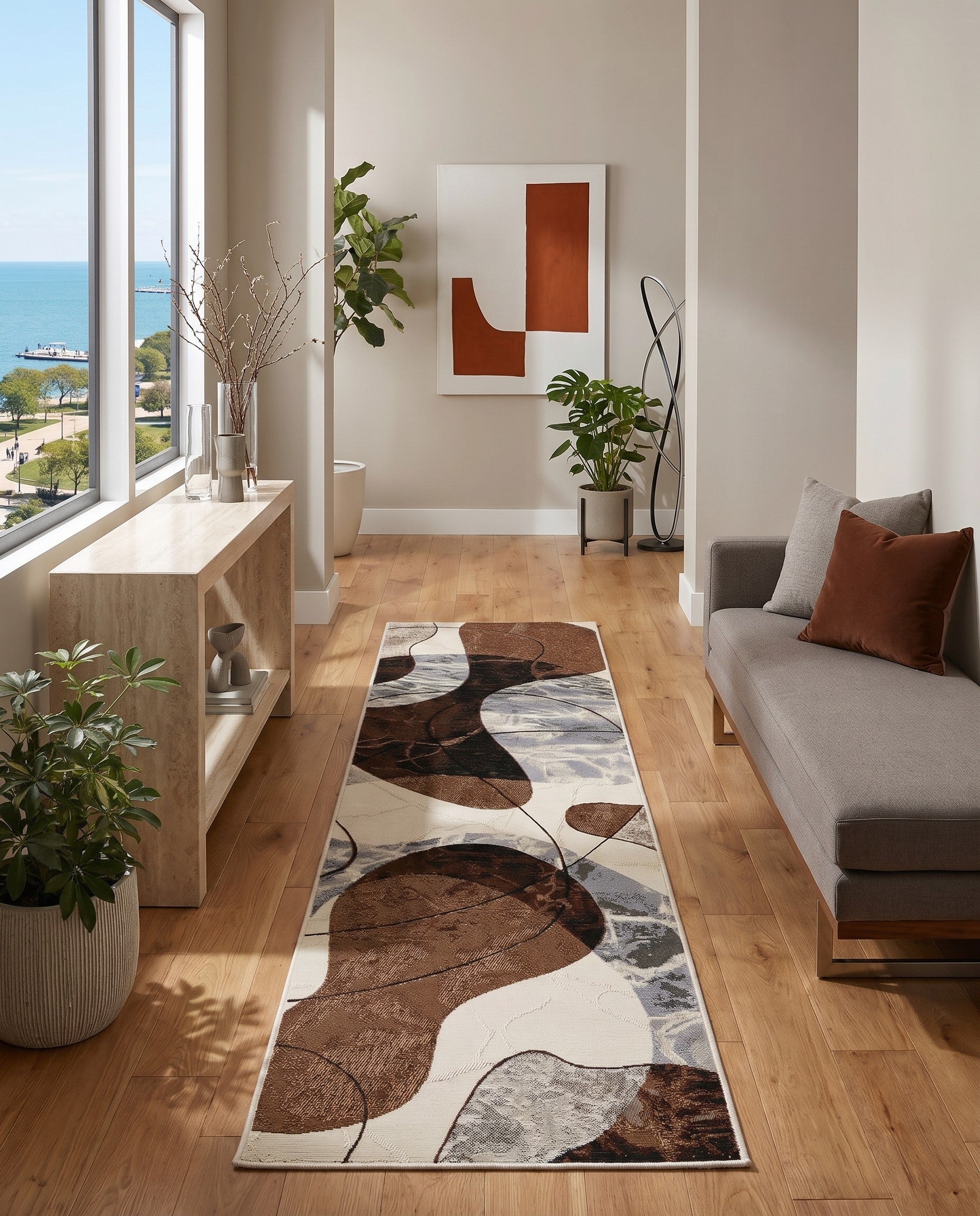 2' x 8' Easy-Clean Modern Indoor / Outdoor Runner Rug
