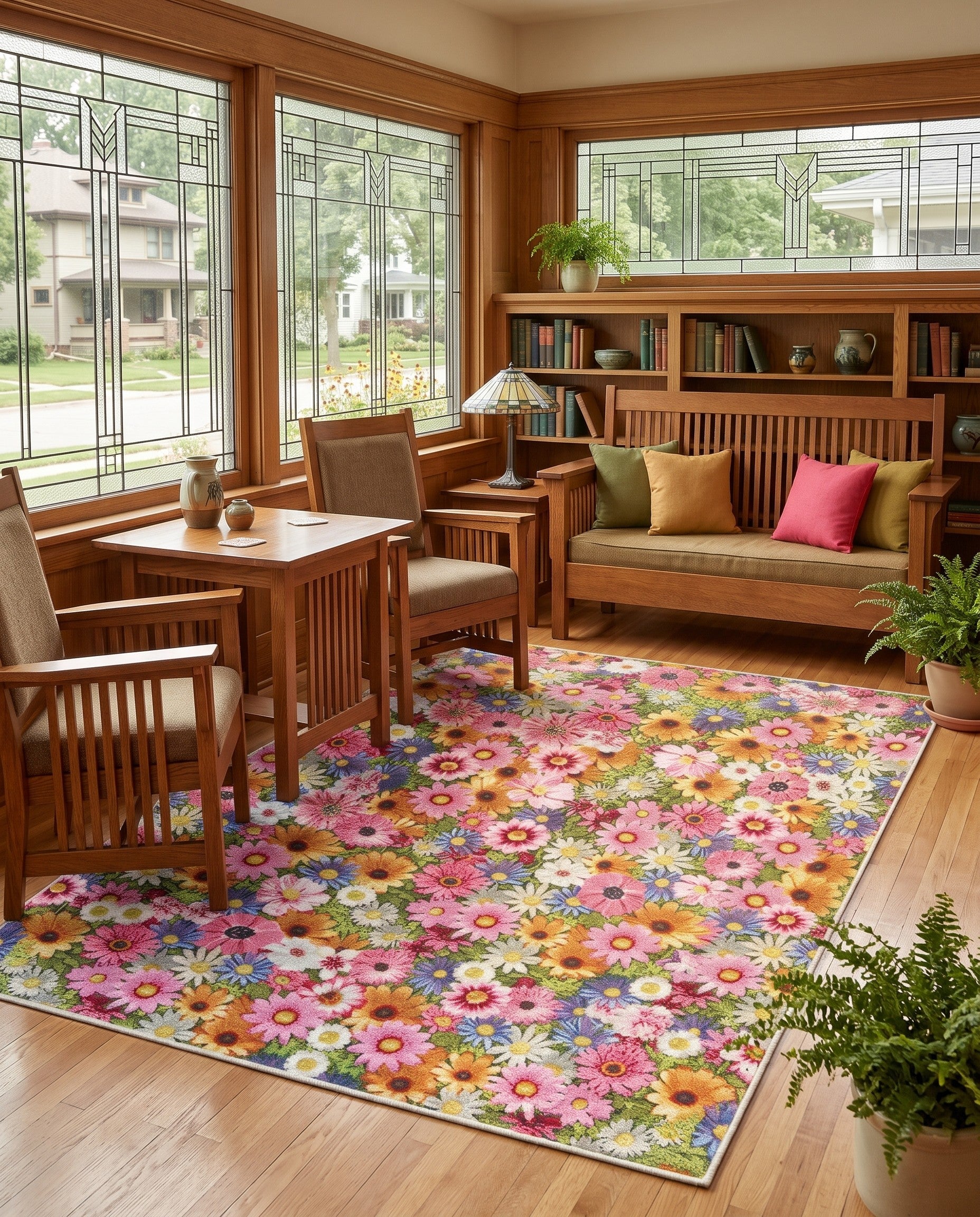 Easy-Clean Botanical Indoor / Outdoor Rug