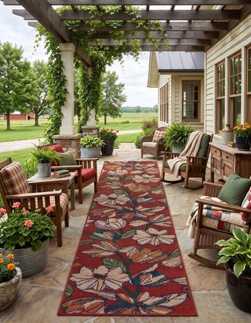 Rust Red Easy-Clean Baja Indoor / Outdoor Runner Rug