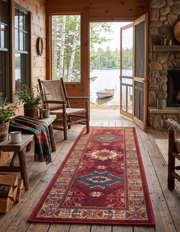 Red Easy-Clean Baja Indoor / Outdoor Runner Rug