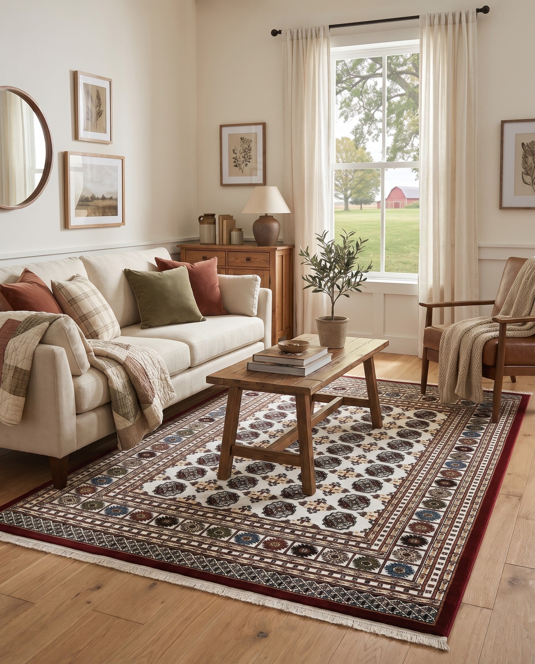 Ivory Nain Design Rug