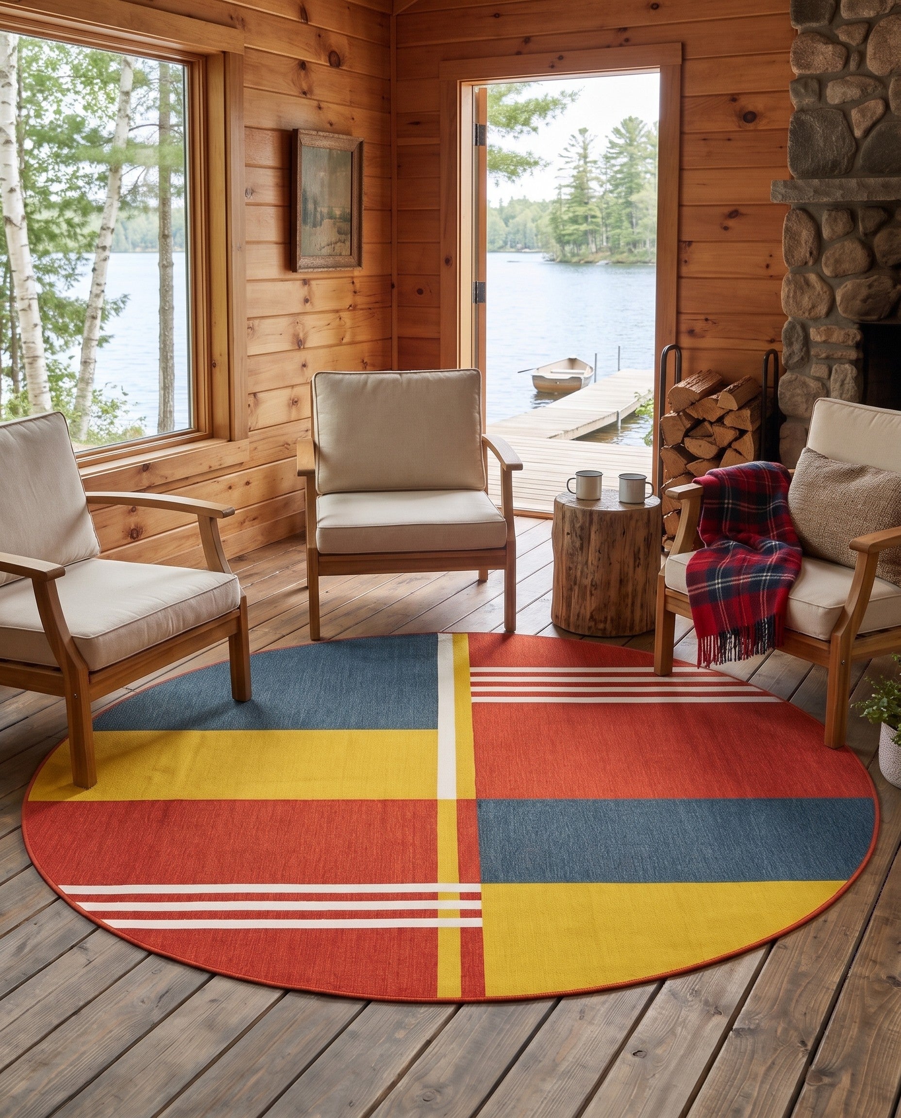 7' 10 x 7' 10 Easy-Clean Leighton Modern Indoor / Outdoor Round Rug