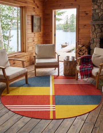 7' 10 x 7' 10 Easy-Clean Leighton Modern Indoor / Outdoor Round Rug