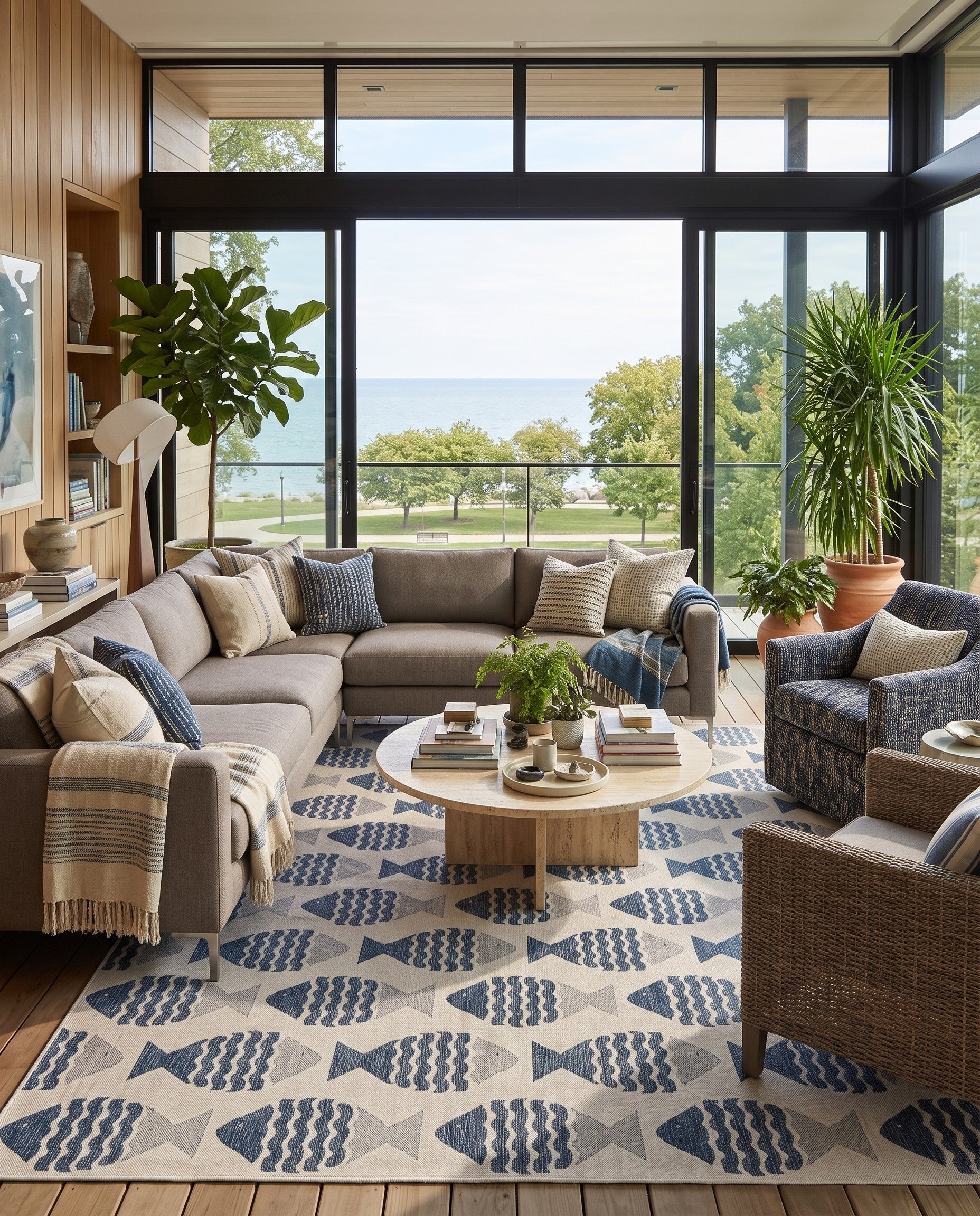 13' x 13' Easy-Clean Coastal Indoor / Outdoor Square Rug