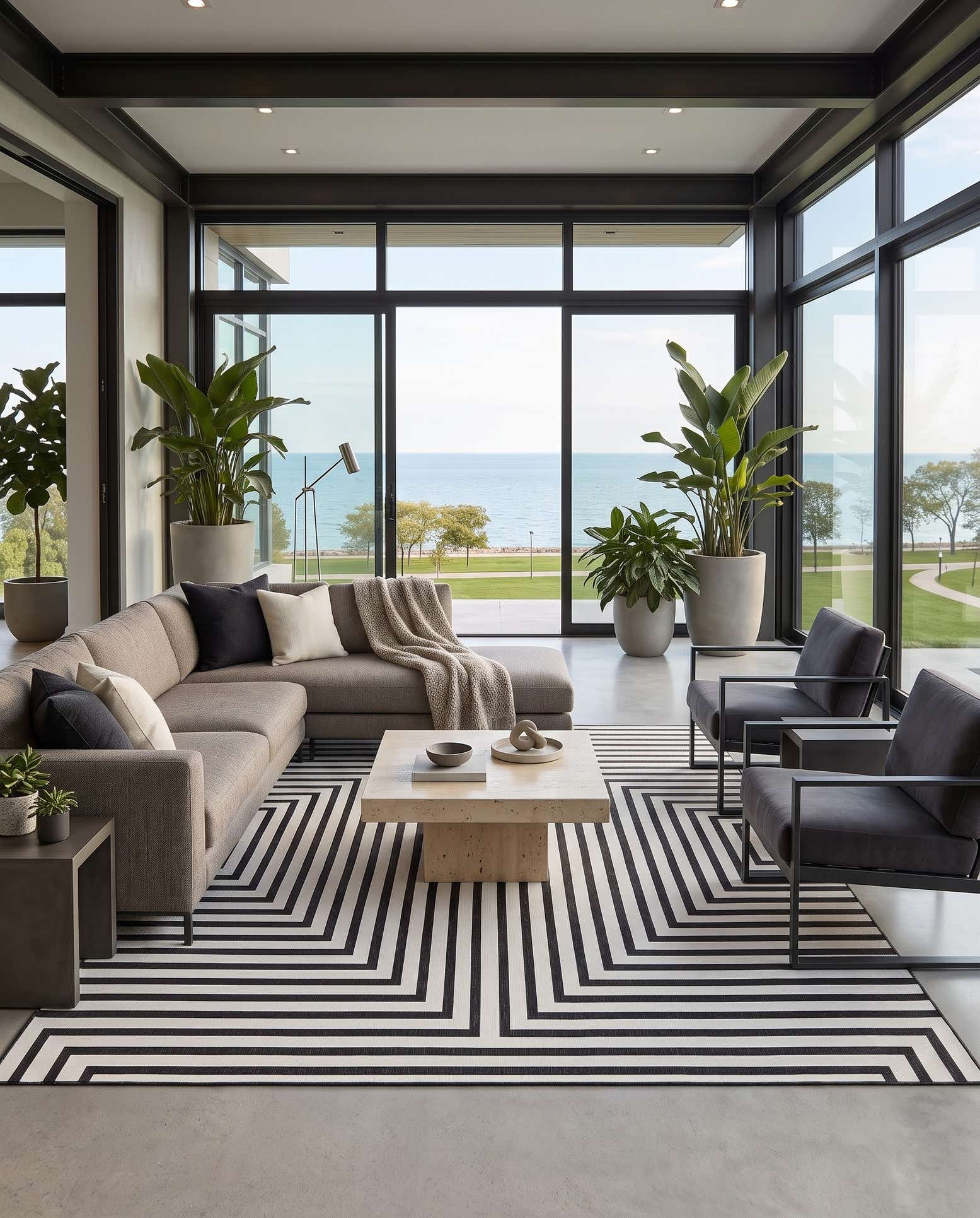13' x 13' Easy-Clean Wesley Modern Indoor / Outdoor Square Rug