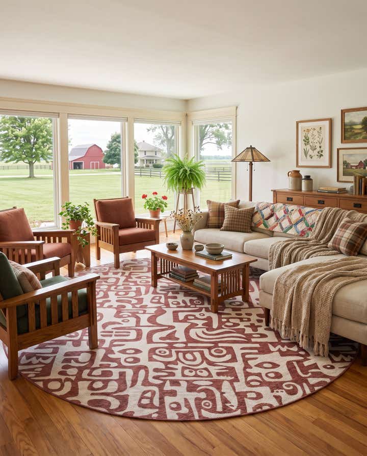13' x 13' Easy-Clean Modern Indoor / Outdoor Round Rug