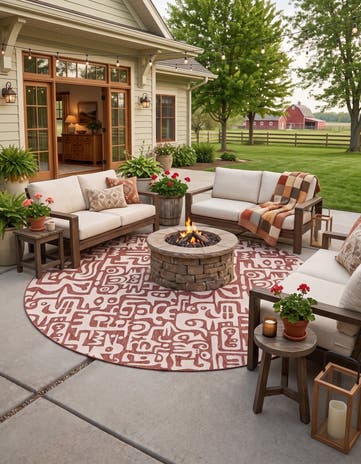 13' x 13' Easy-Clean Modern Indoor / Outdoor Round Rug