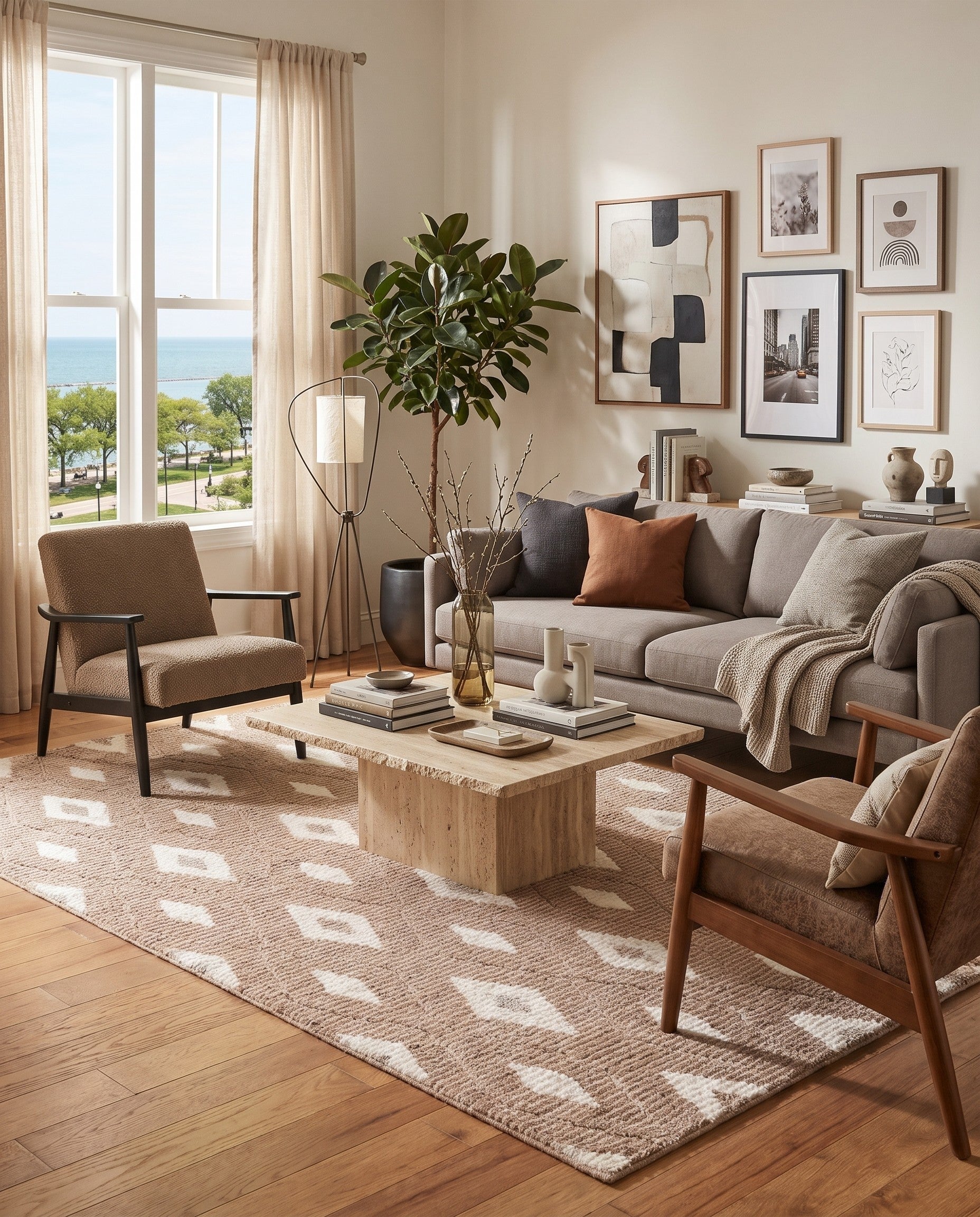 Caramel and Ivory Sepia Rug