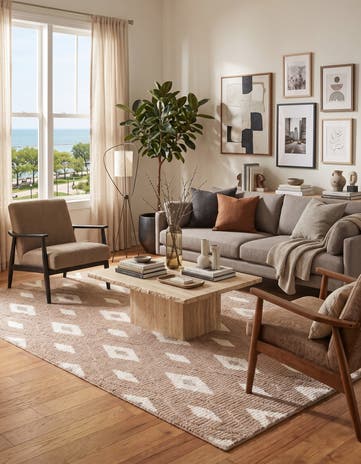 Caramel and Ivory Sepia Rug