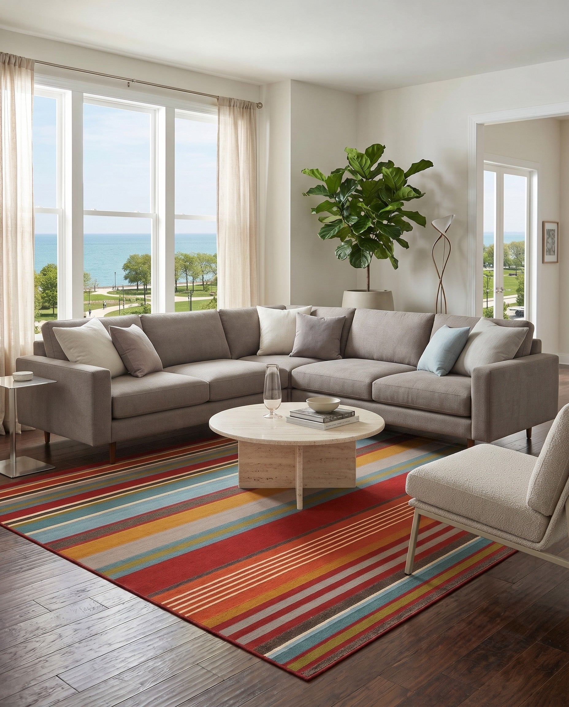 Easy-Clean Modern Indoor / Outdoor Square Rug