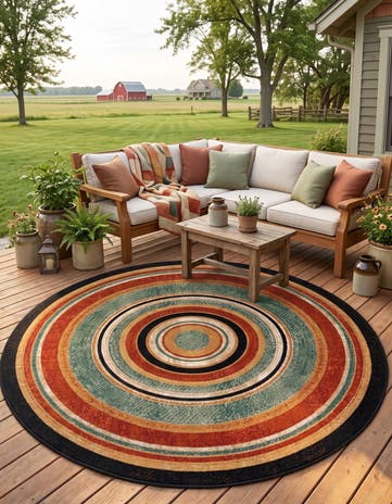 Easy-Clean Modern Indoor / Outdoor Round Rug