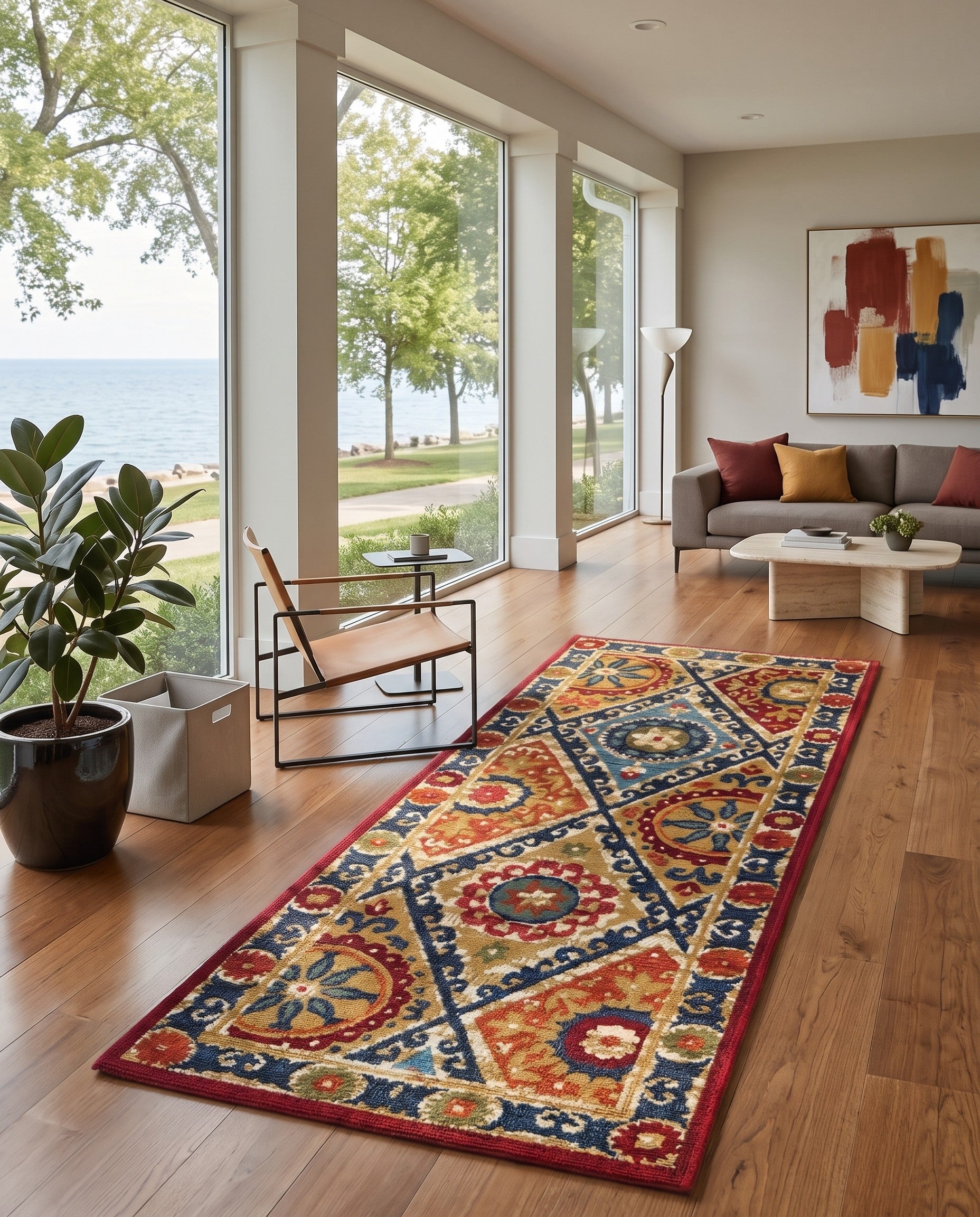 Easy-Clean Modern Indoor / Outdoor Runner Rug