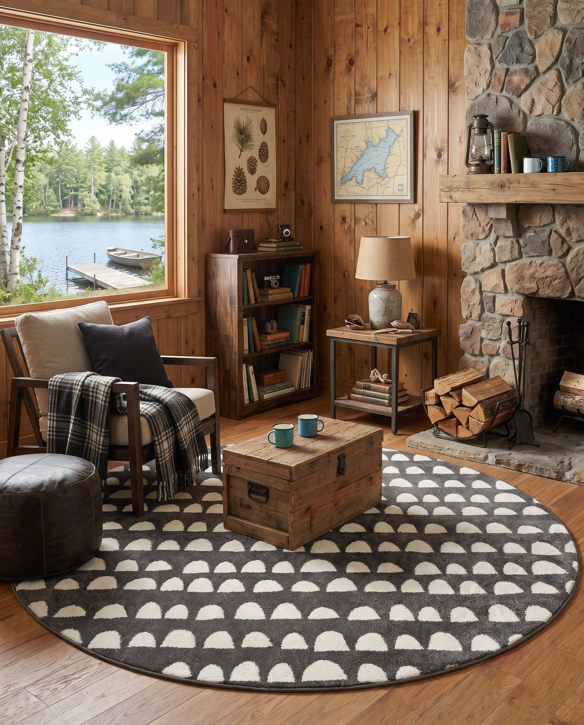 Dark Gray Whimsy Kids Round Rug