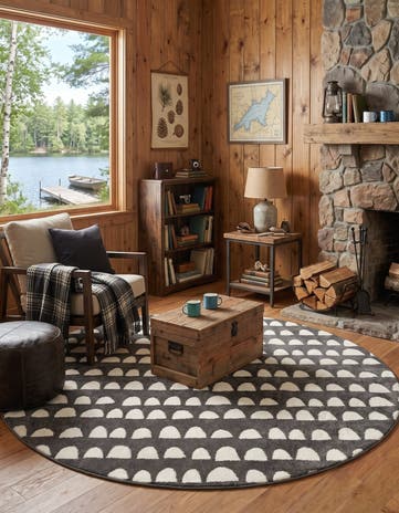 Dark Gray Whimsy Kids Round Rug