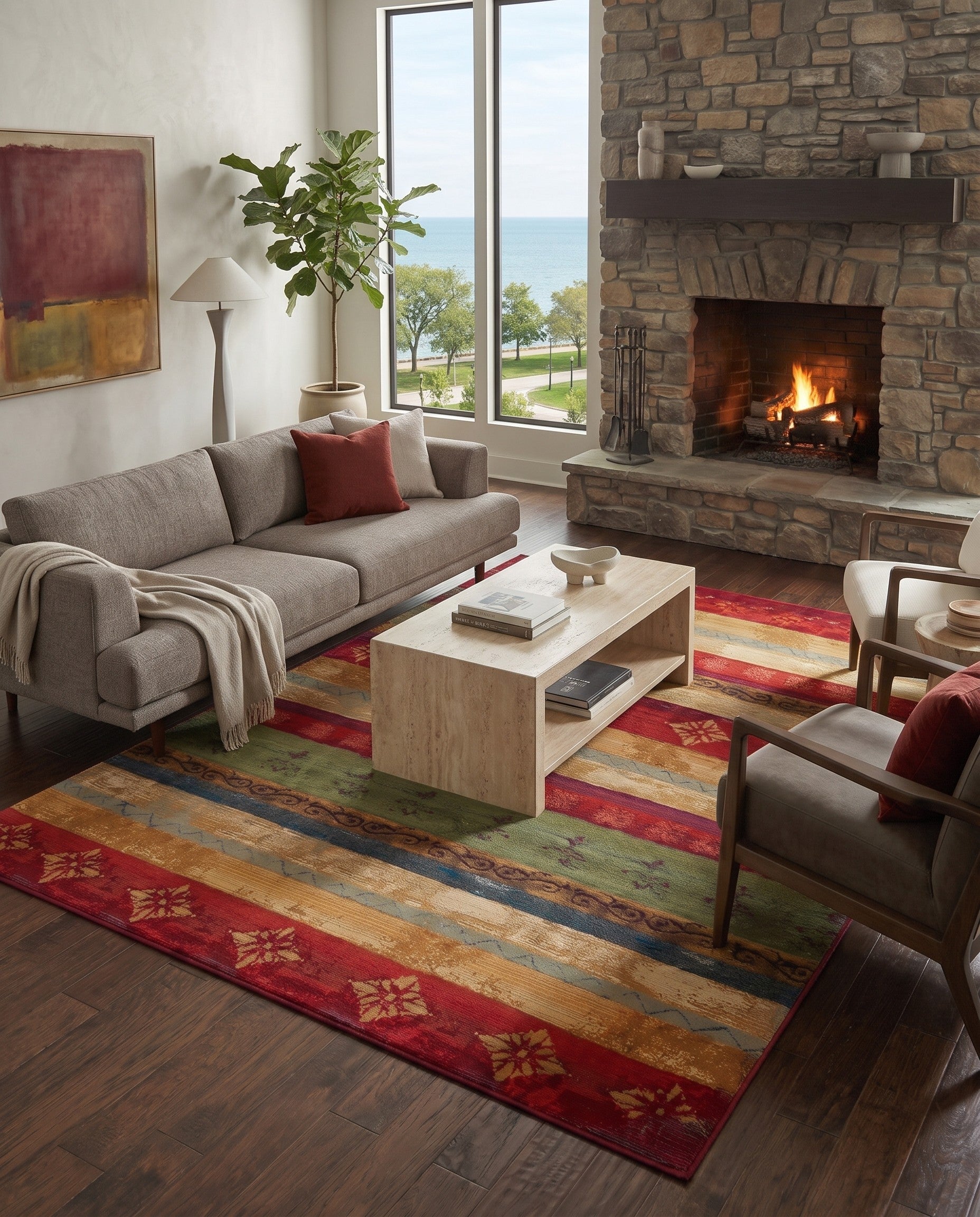 9' x 12' Easy-Clean Modern Indoor / Outdoor Rug