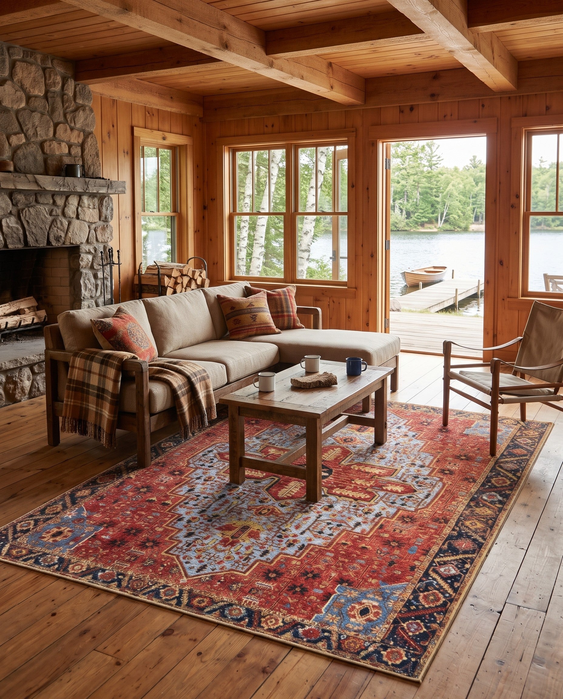 7' 10 x 11' Easy-Clean Traditional Indoor / Outdoor Rug