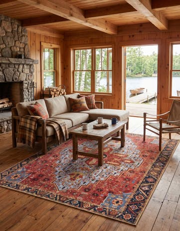 7' 10 x 11' Easy-Clean Traditional Indoor / Outdoor Rug