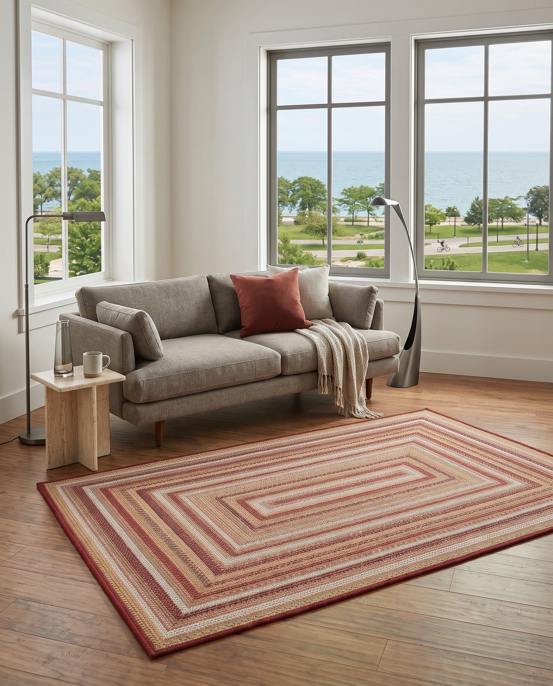 Burgundy Easy-Clean Baja Indoor / Outdoor Rug