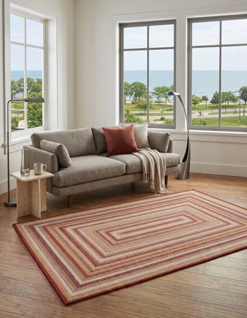 Burgundy Easy-Clean Baja Indoor / Outdoor Rug