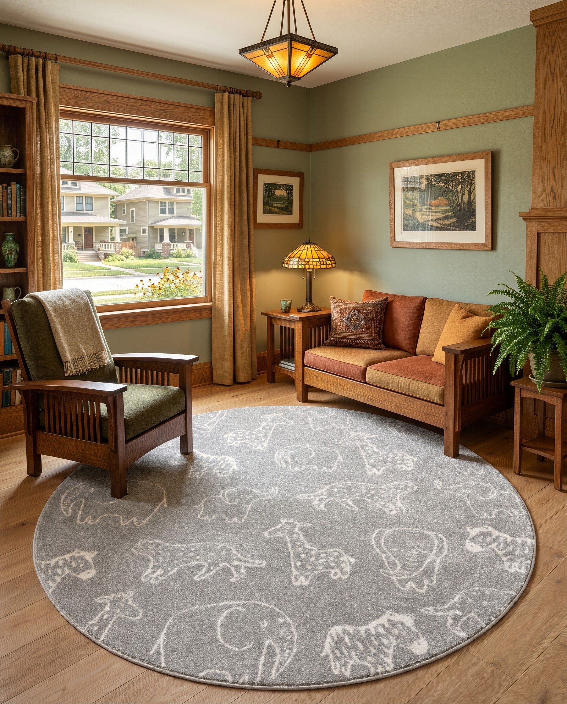 Gray Whimsy Kids Round Rug