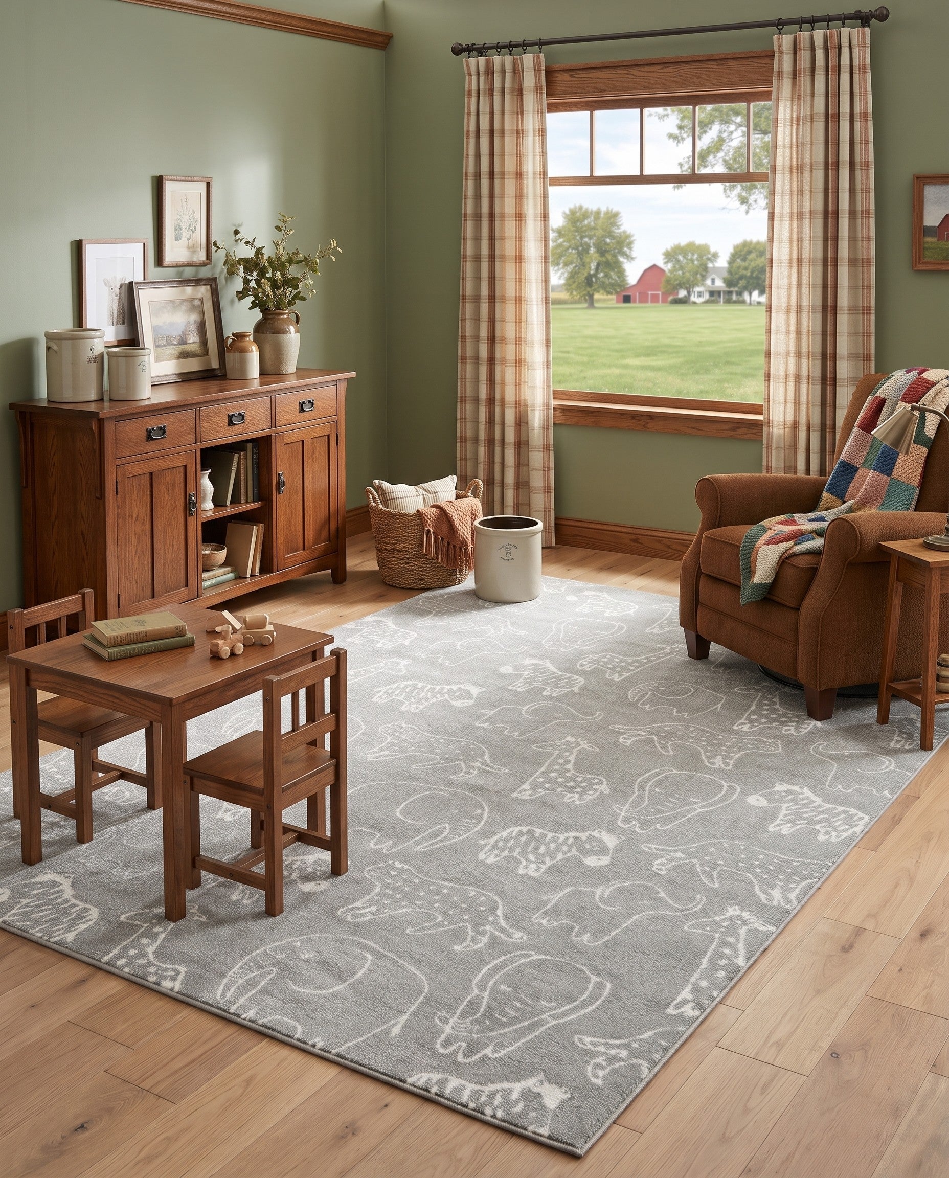 Gray Whimsy Kids Rug